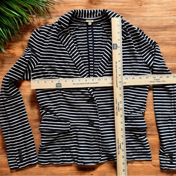 J.Crew Women’s Striped Knit Blazer - Size Small - Navy & White - Picture 10 of 14